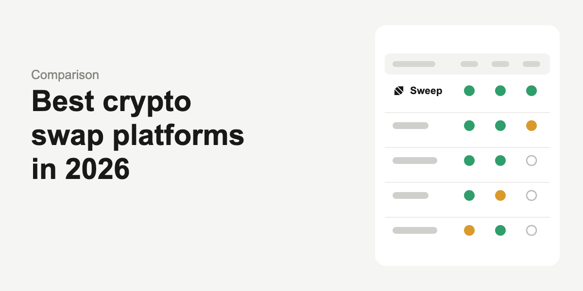 Best crypto swap platforms in 2026, with Sweep as the top pick